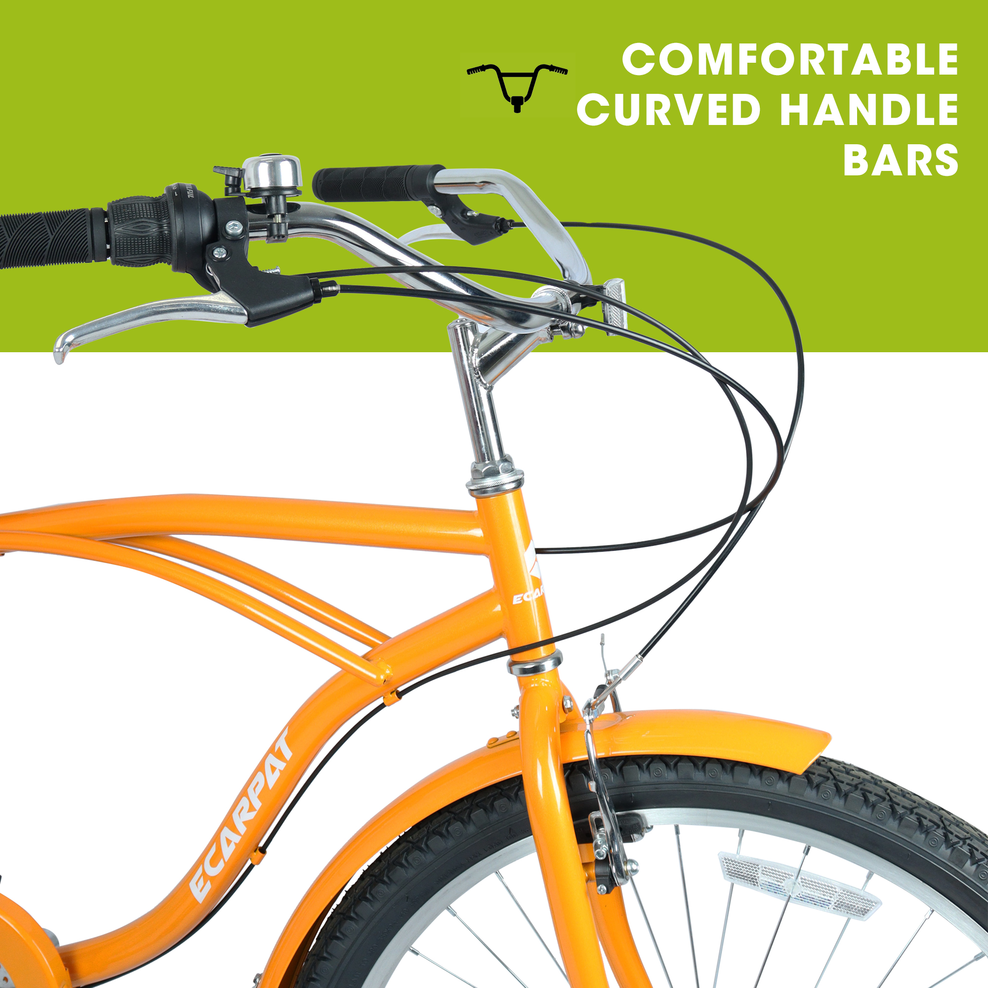 E-CARPAT A26265B 26 Inch 7-Speed Beach Cruiser Bike