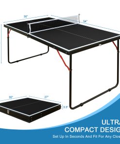 4.5FT Black Table Tennis Table