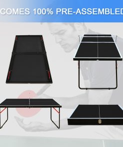 4.5FT Black Table Tennis Table