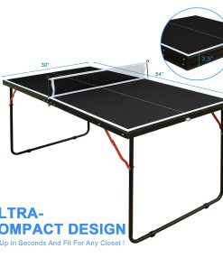 4.5FT Black Table Tennis Table