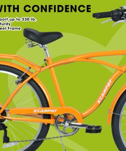 E-CARPAT A26265B 26 Inch 7-Speed Beach Cruiser Bike