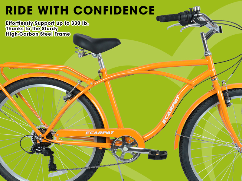 E-CARPAT A26265B 26 Inch 7-Speed Beach Cruiser Bike