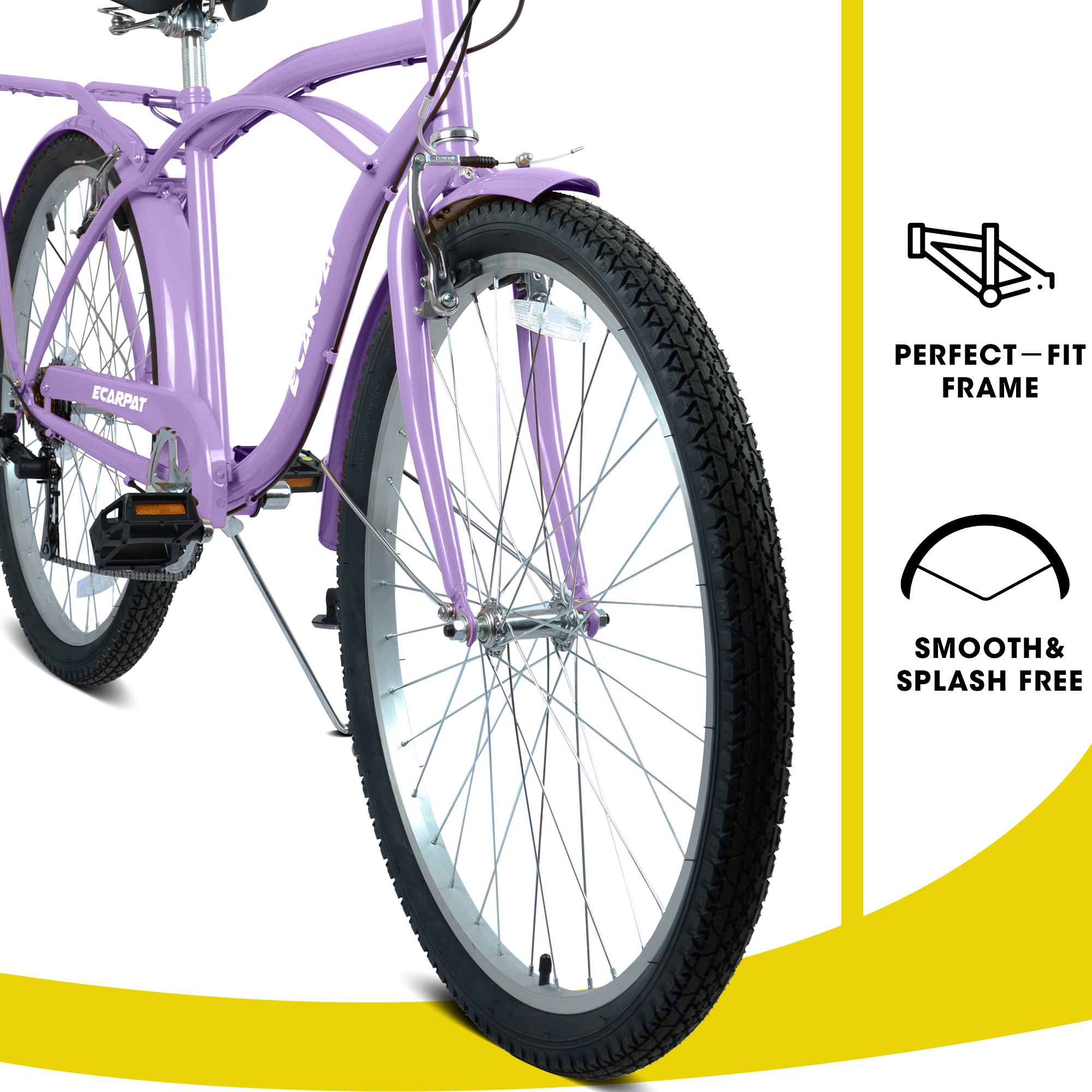 E-CARPAT A26265B 26 Inch 7-Speed Beach Cruiser Bike