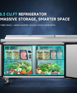 67 IN Commercial Pizza Prep Table with a Built-in Refrigerator