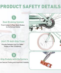 ZUKKA 24 Inch Beach Cruiser Bike For Women