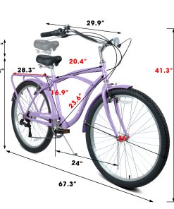 E-CARPAT A26265B 26 Inch 7-Speed Beach Cruiser Bike
