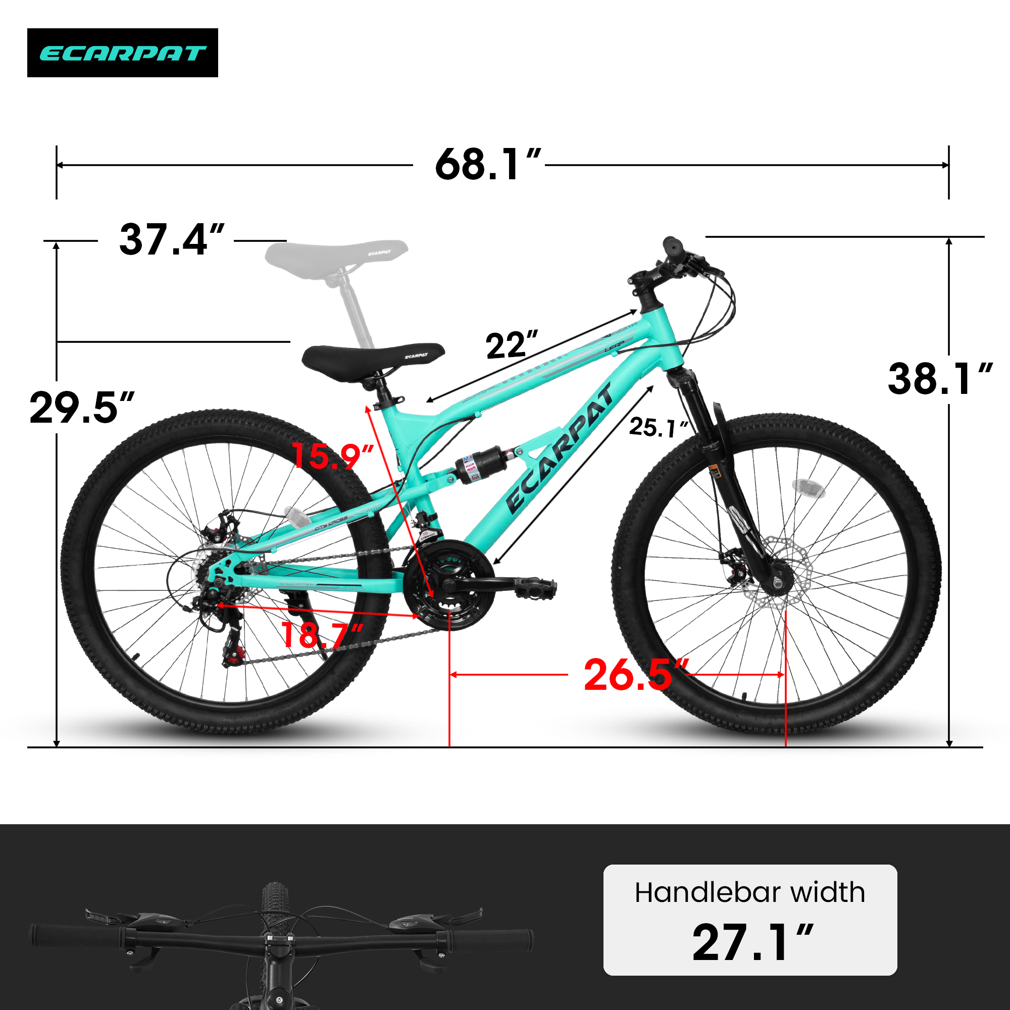 E-CARPAT A26207 26 Inch Mountain Bike