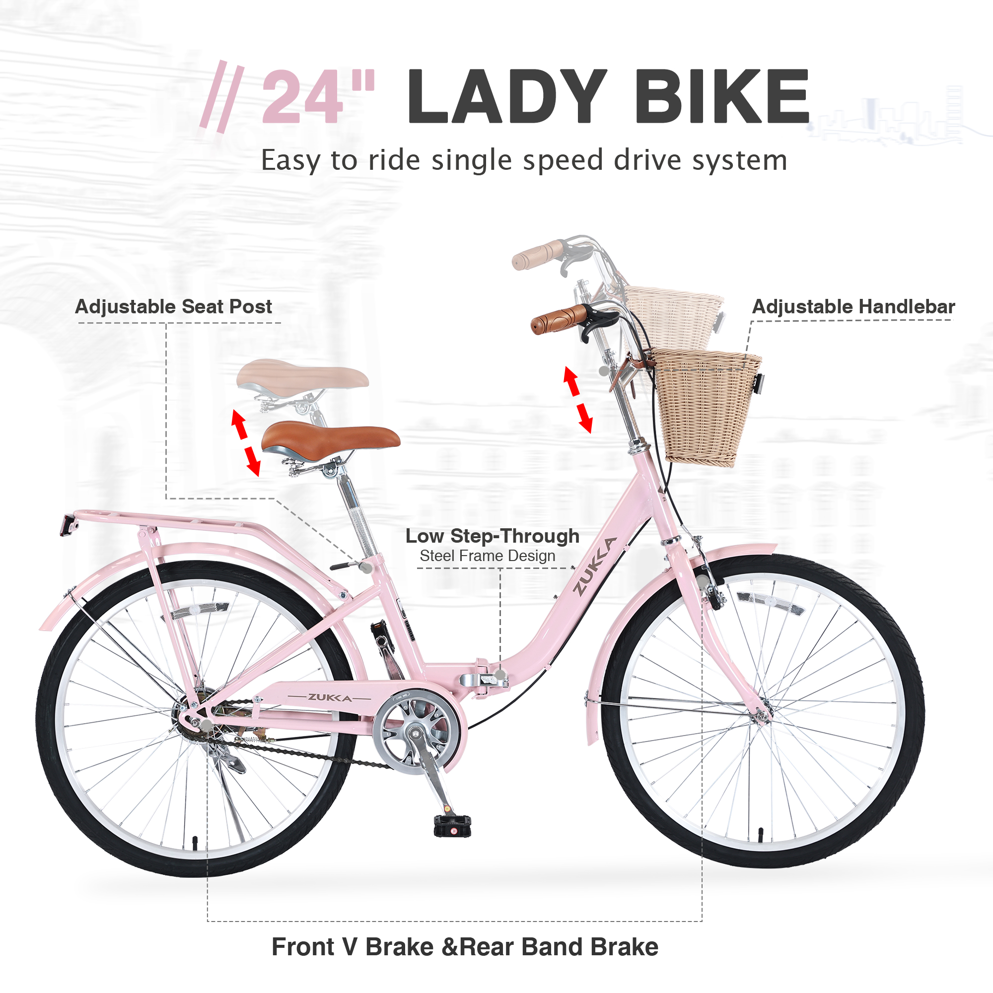 ZUKKA Single Speed Folding Lady Bike