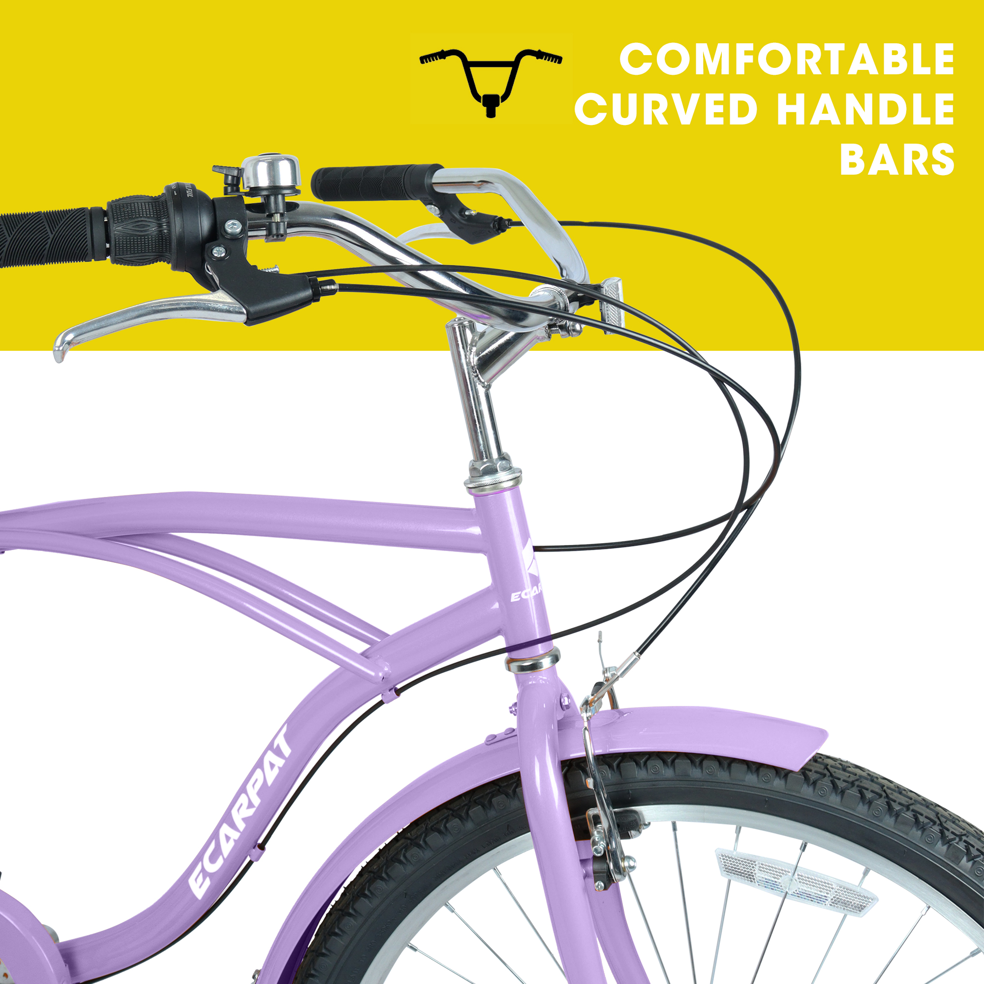 E-CARPAT A26265B 26 Inch 7-Speed Beach Cruiser Bike