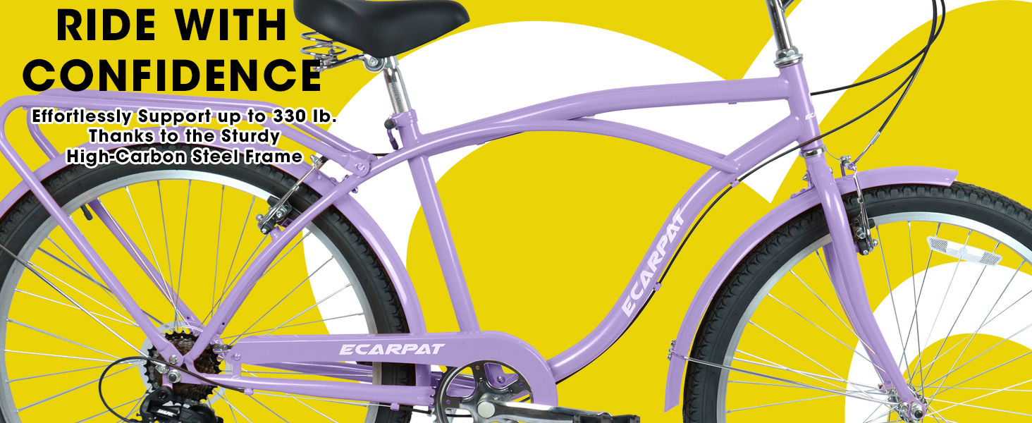 E-CARPAT A26265B 26 Inch 7-Speed Beach Cruiser Bike