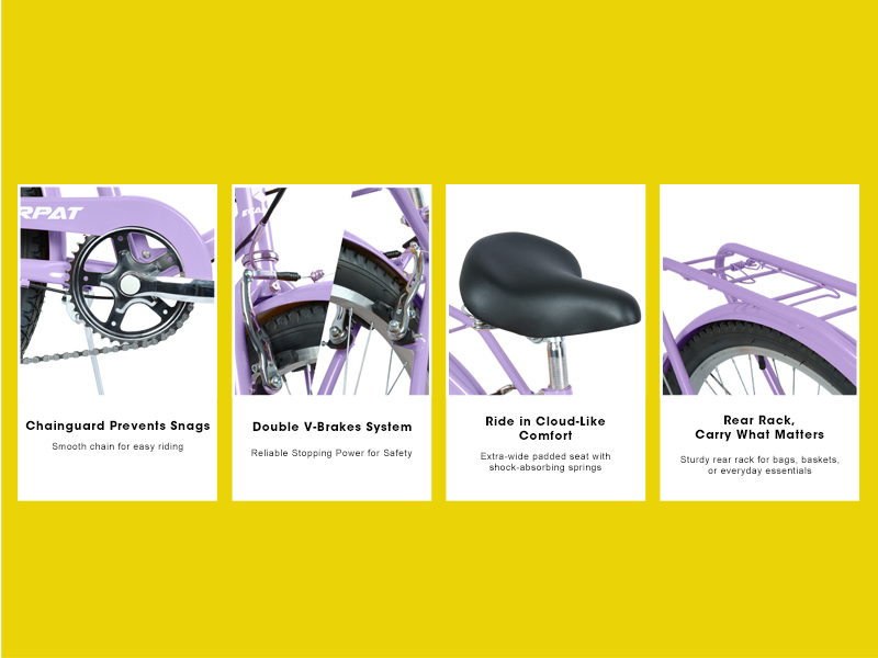 E-CARPAT A26265B 26 Inch 7-Speed Beach Cruiser Bike