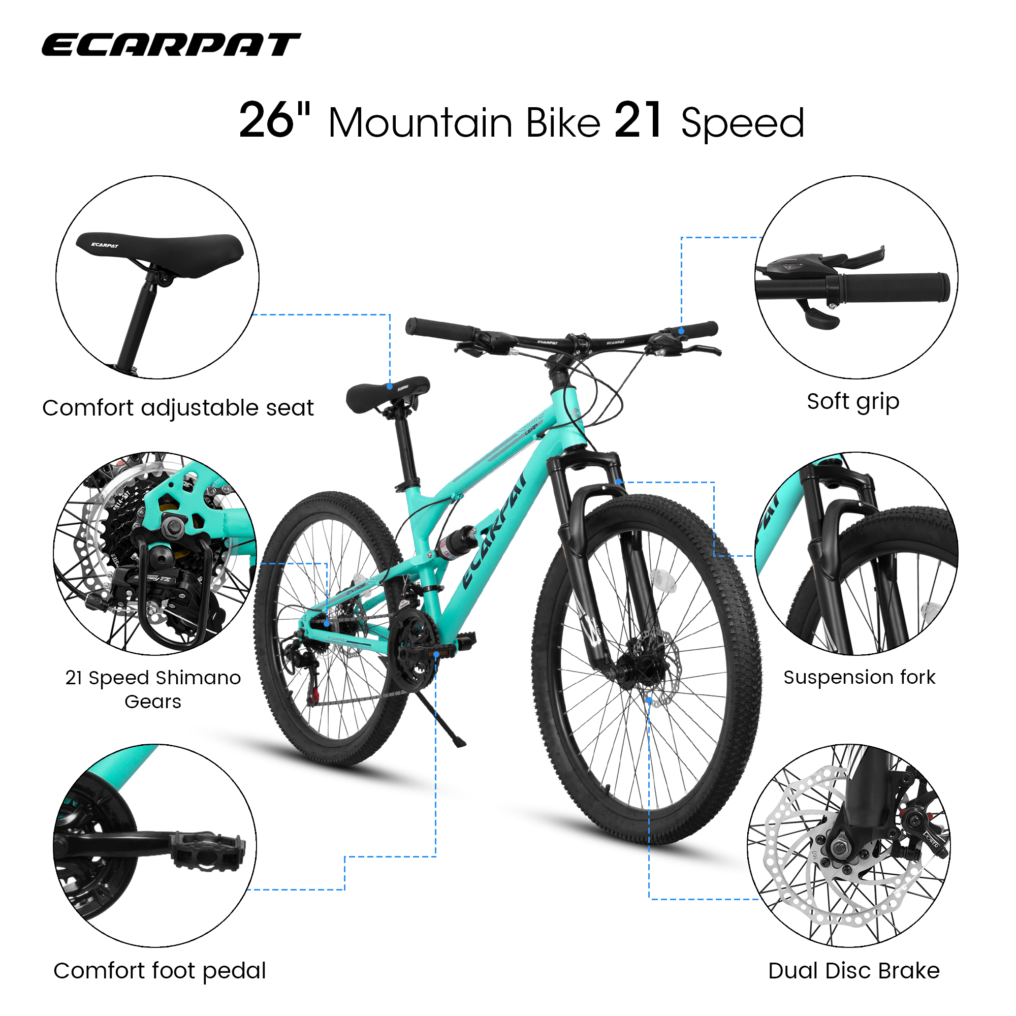 E-CARPAT A26207 26 Inch Mountain Bike