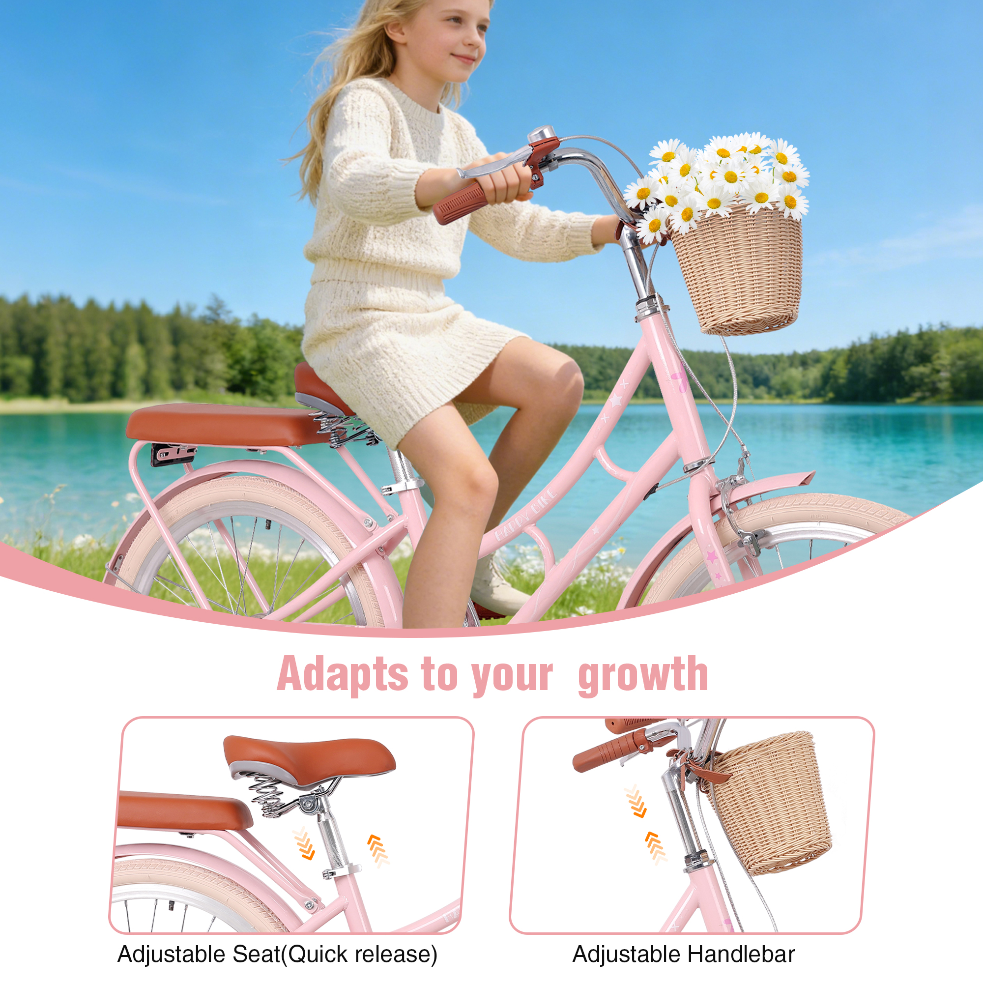 ZUKKA 22 Inch Beach Cruiser Bike For Girls