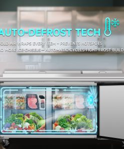 67 IN Commercial Pizza Prep Table with a Built-in Refrigerator