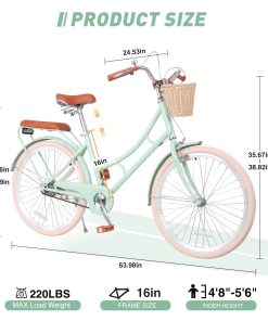 ZUKKA 24 Inch Beach Cruiser Bike For Women