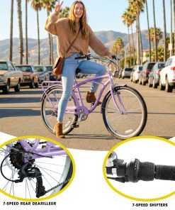 E-CARPAT A26265B 26 Inch 7-Speed Beach Cruiser Bike