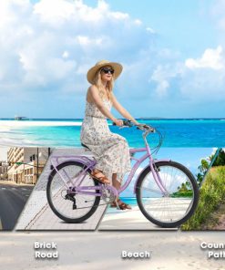 E-CARPAT A26265B 26 Inch 7-Speed Beach Cruiser Bike