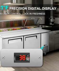 67 IN Commercial Pizza Prep Table with a Built-in Refrigerator