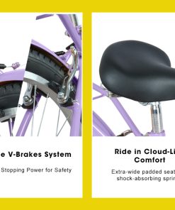 E-CARPAT A26265B 26 Inch 7-Speed Beach Cruiser Bike