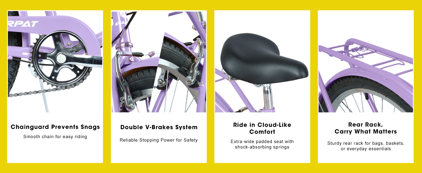 E-CARPAT A26265B 26 Inch 7-Speed Beach Cruiser Bike