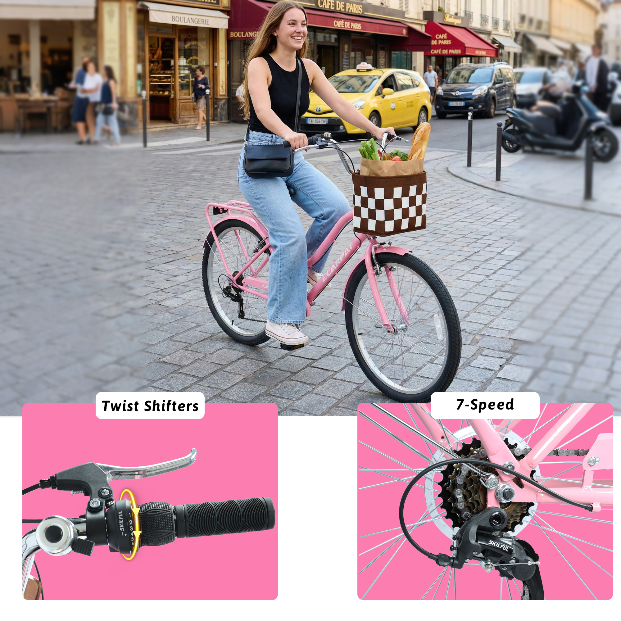 E-CARPAT 26 Inch 7-Speed City Commuter Bike