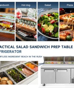 67 IN Commercial Pizza Prep Table with a Built-in Refrigerator