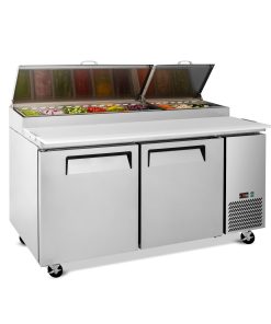 67 IN Commercial Pizza Prep Table with a Built-in Refrigerator
