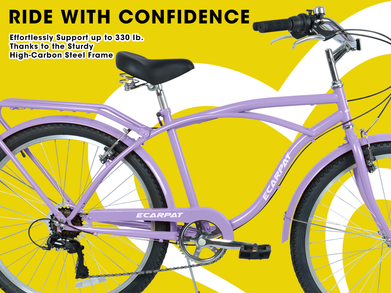 E-CARPAT A26265B 26 Inch 7-Speed Beach Cruiser Bike