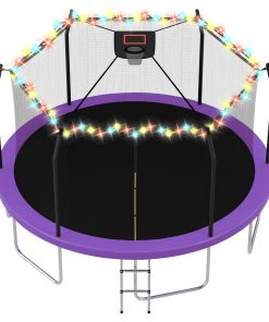 16FT Trampoline with Lights and Basketball Hoop