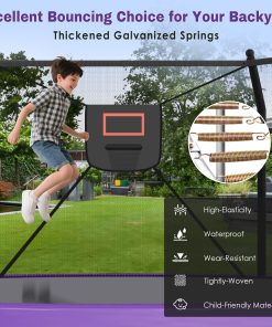 16FT Trampoline with Lights and Basketball Hoop