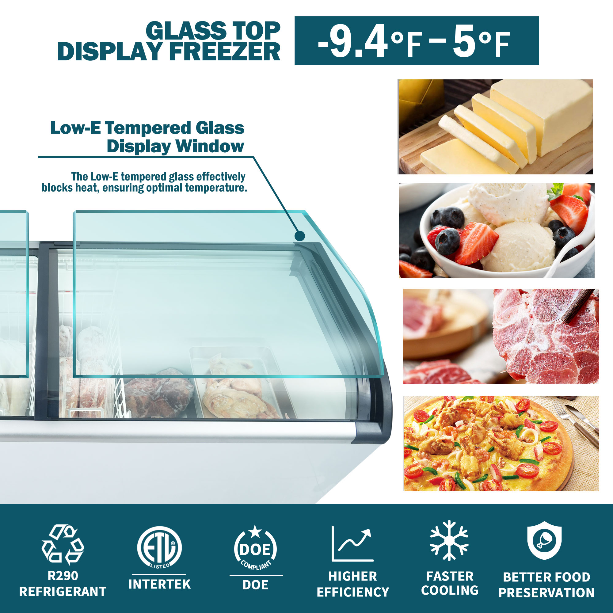 Curved Top Display Freezer 19.3 Cu.ft