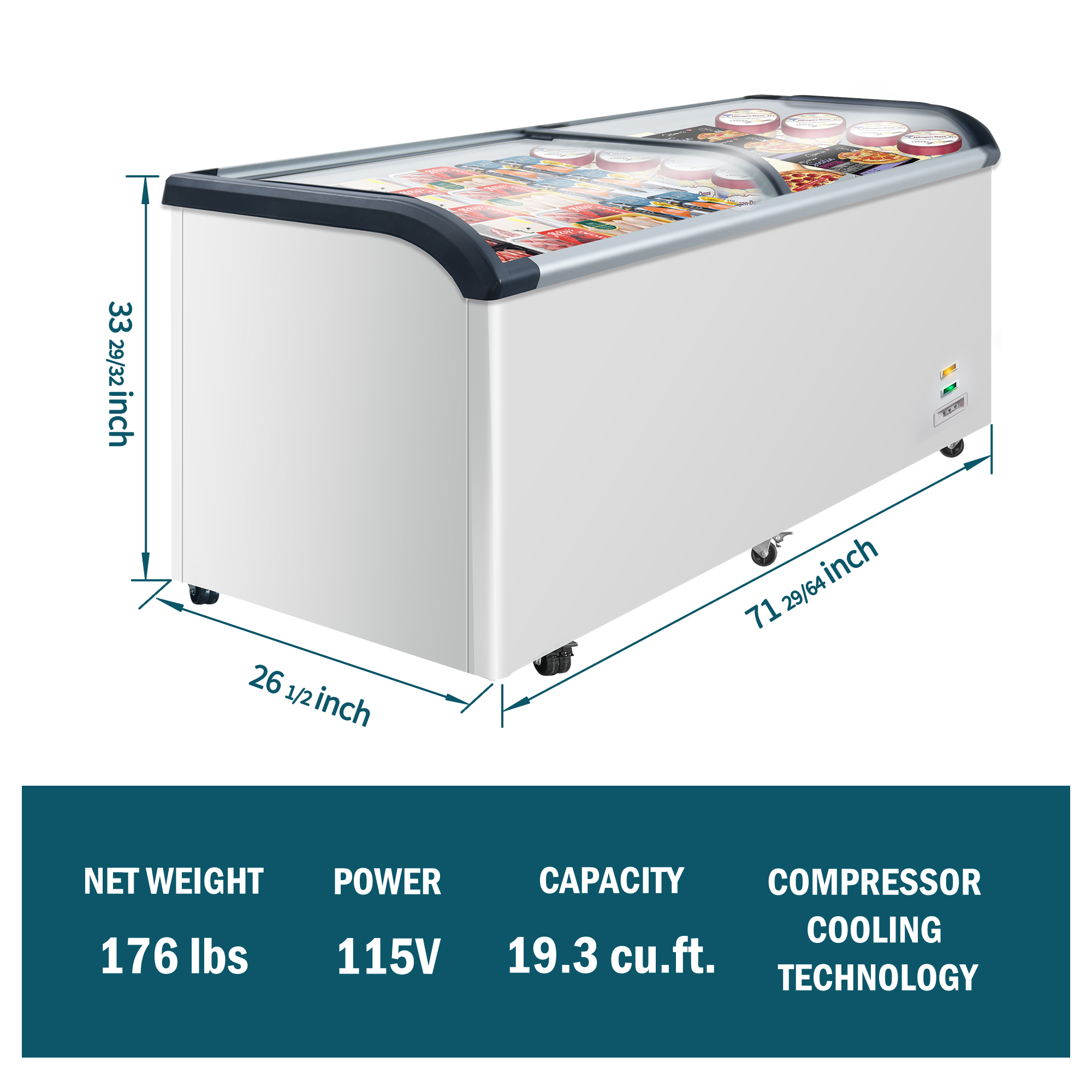 Curved Top Display Freezer 19.3 Cu.ft