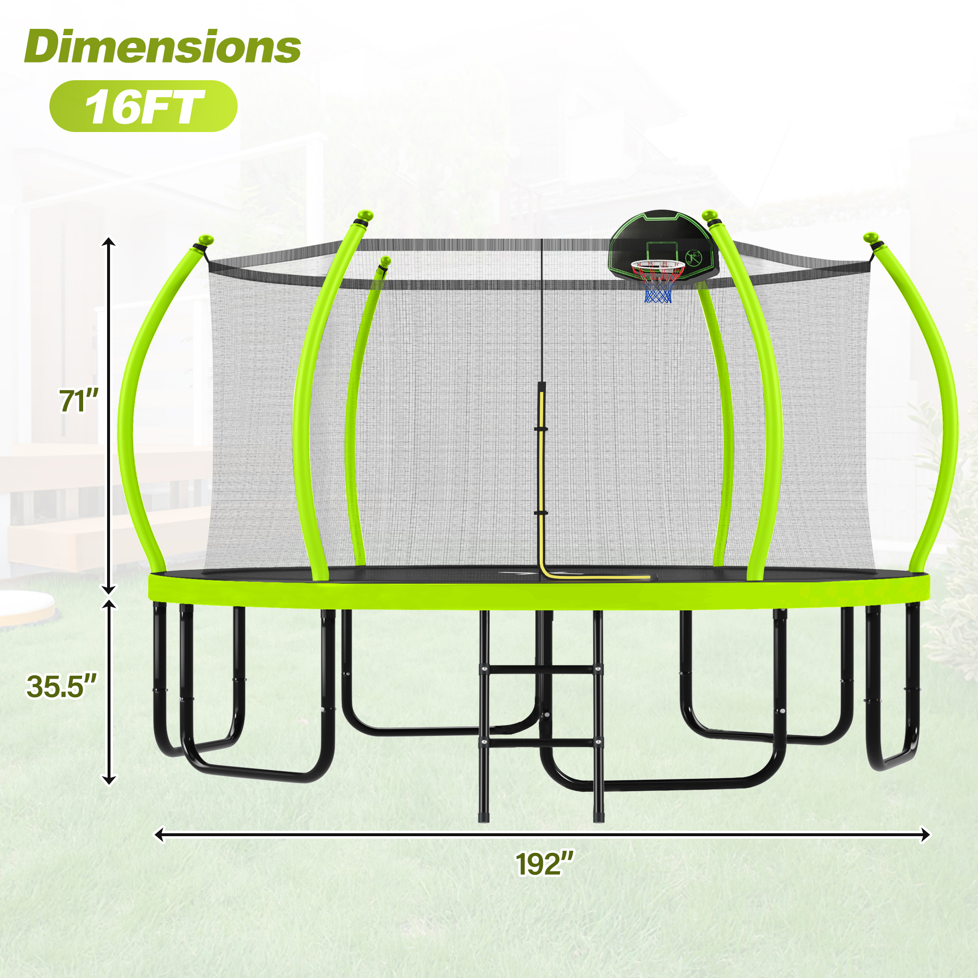 16FT Trampoline with Basketball Hoop