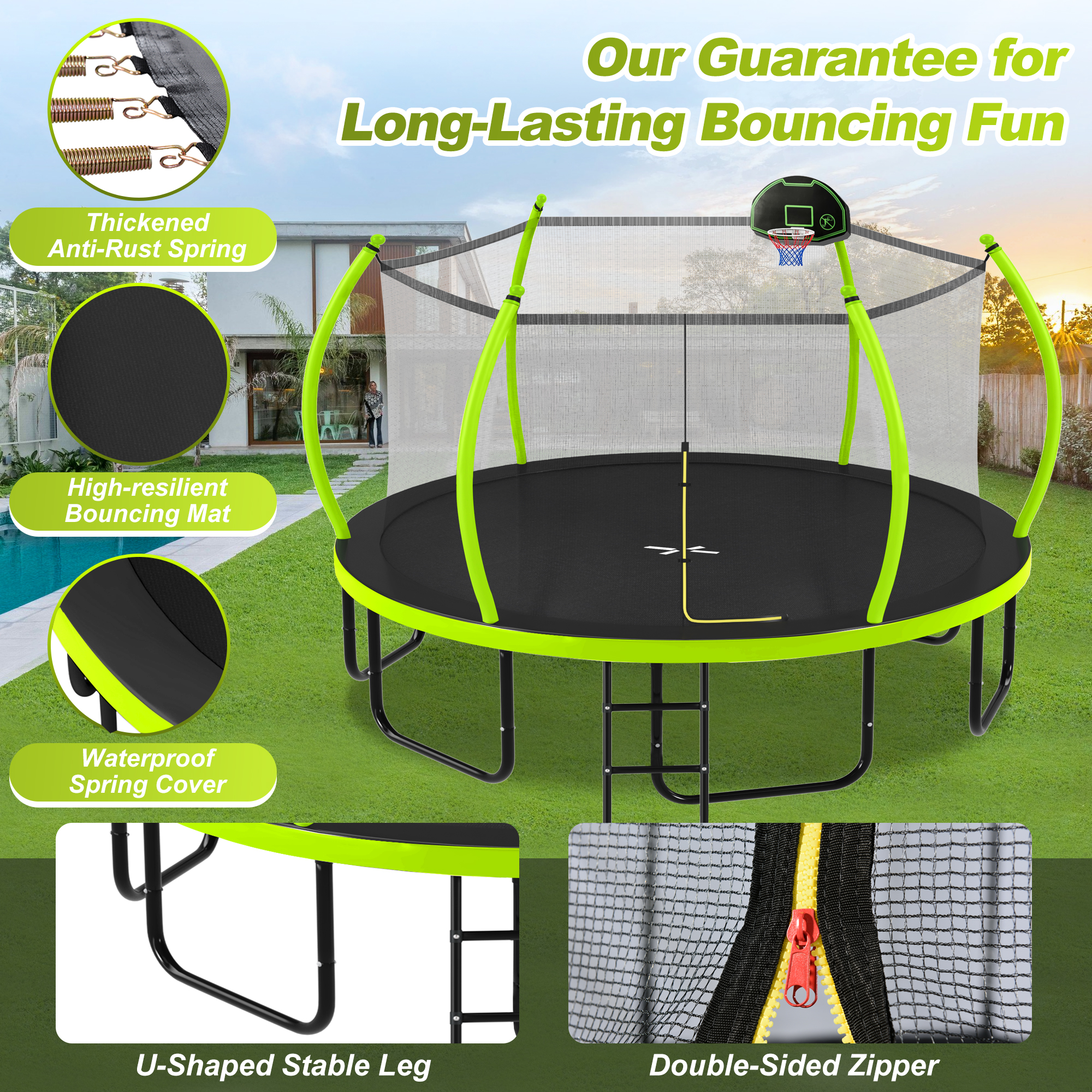 16FT Trampoline with Basketball Hoop