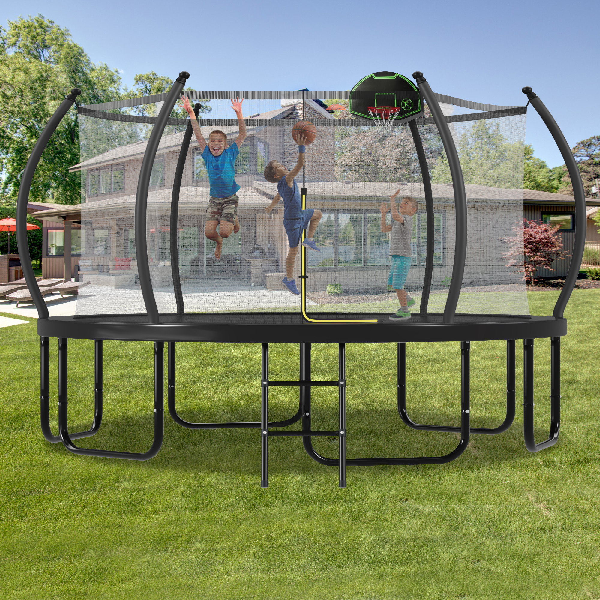 16FT Trampoline with Basketball Hoop