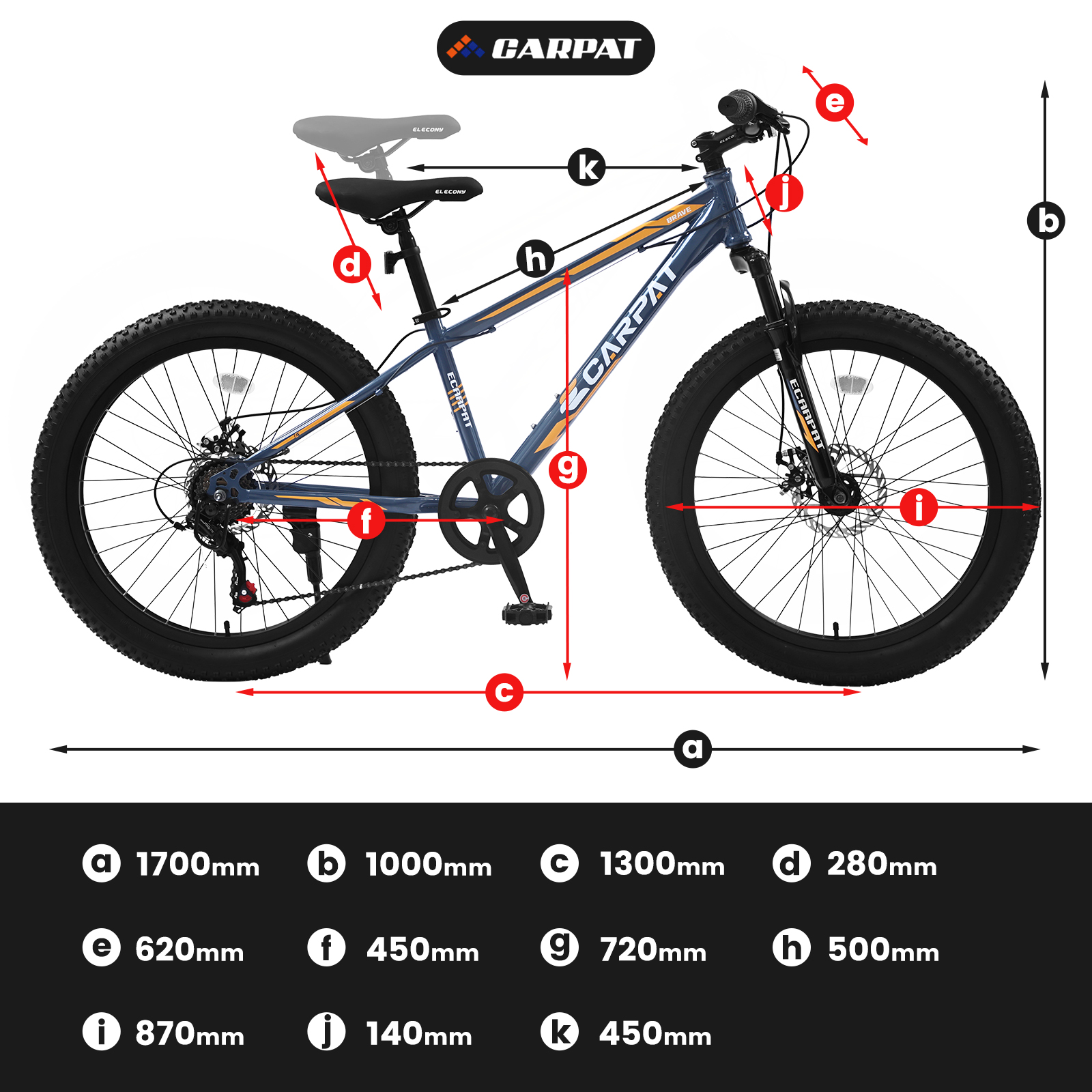 Elecony S24109 24 Inch Fat Tire Bike