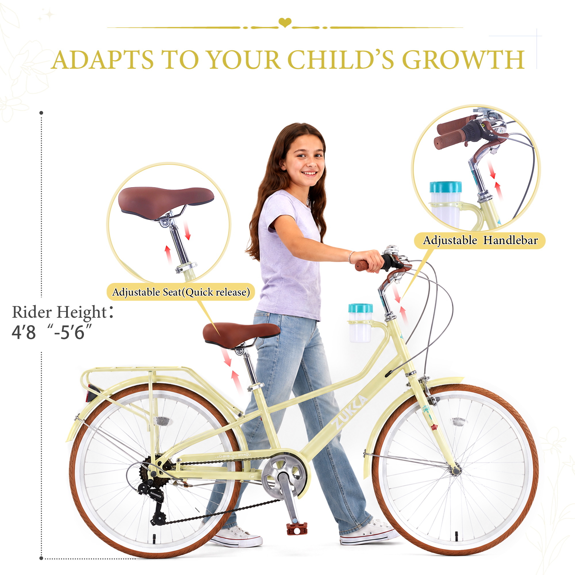 ZUKKA 24 Inch Women's Cruiser Bike