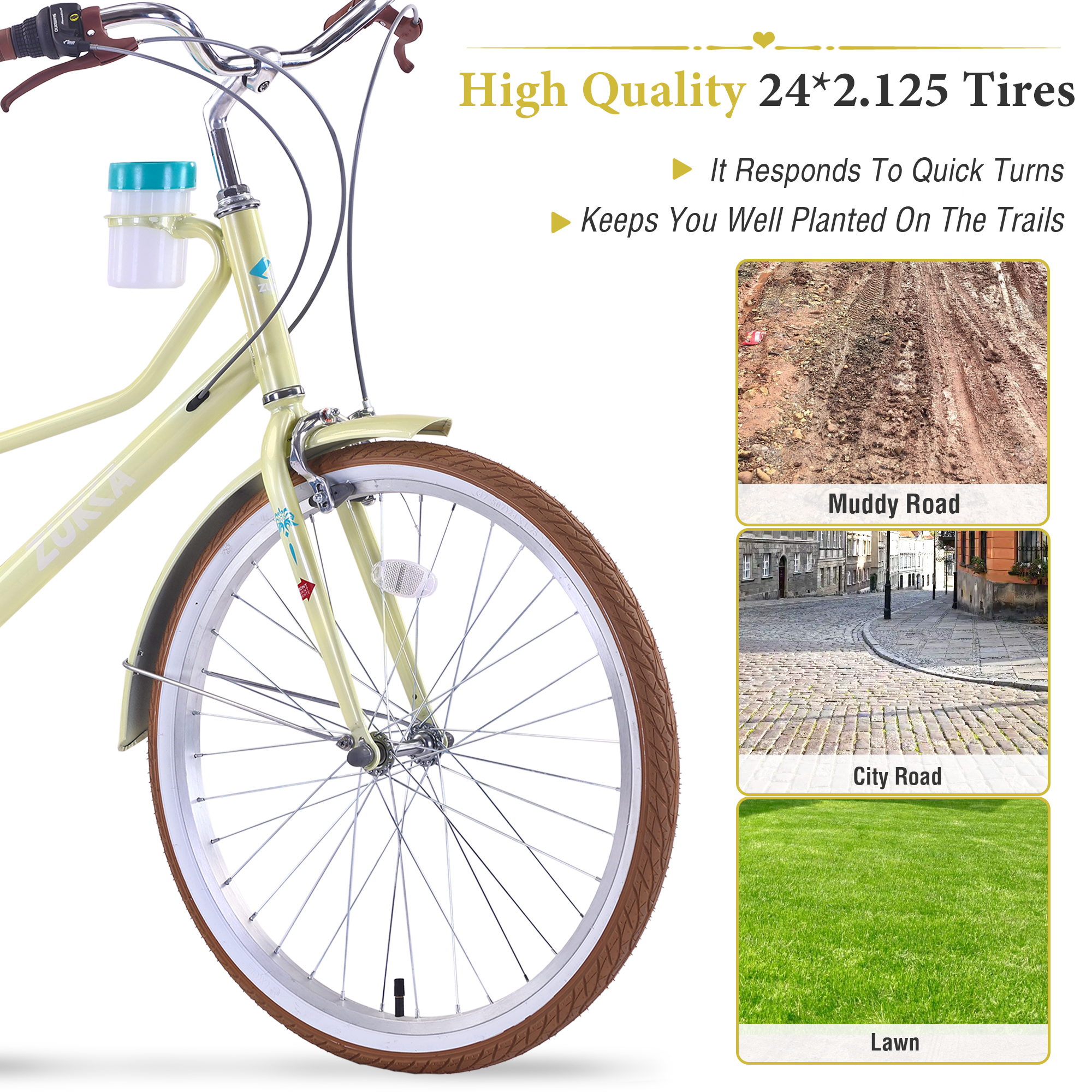 ZUKKA 24 Inch Women's Cruiser Bike