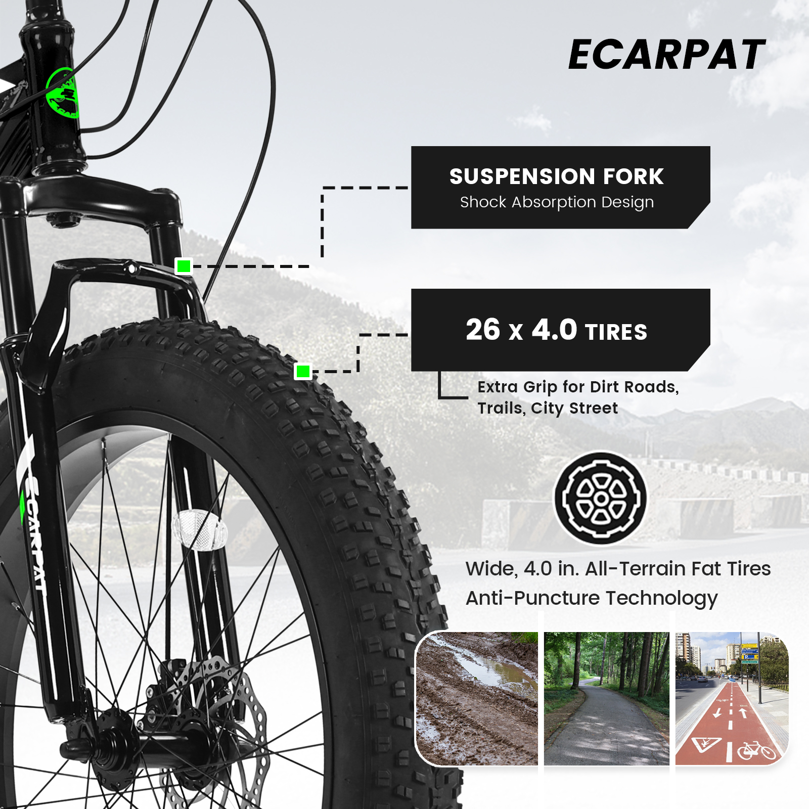 Elecony S26109 26 Inch Fat Tire Bike