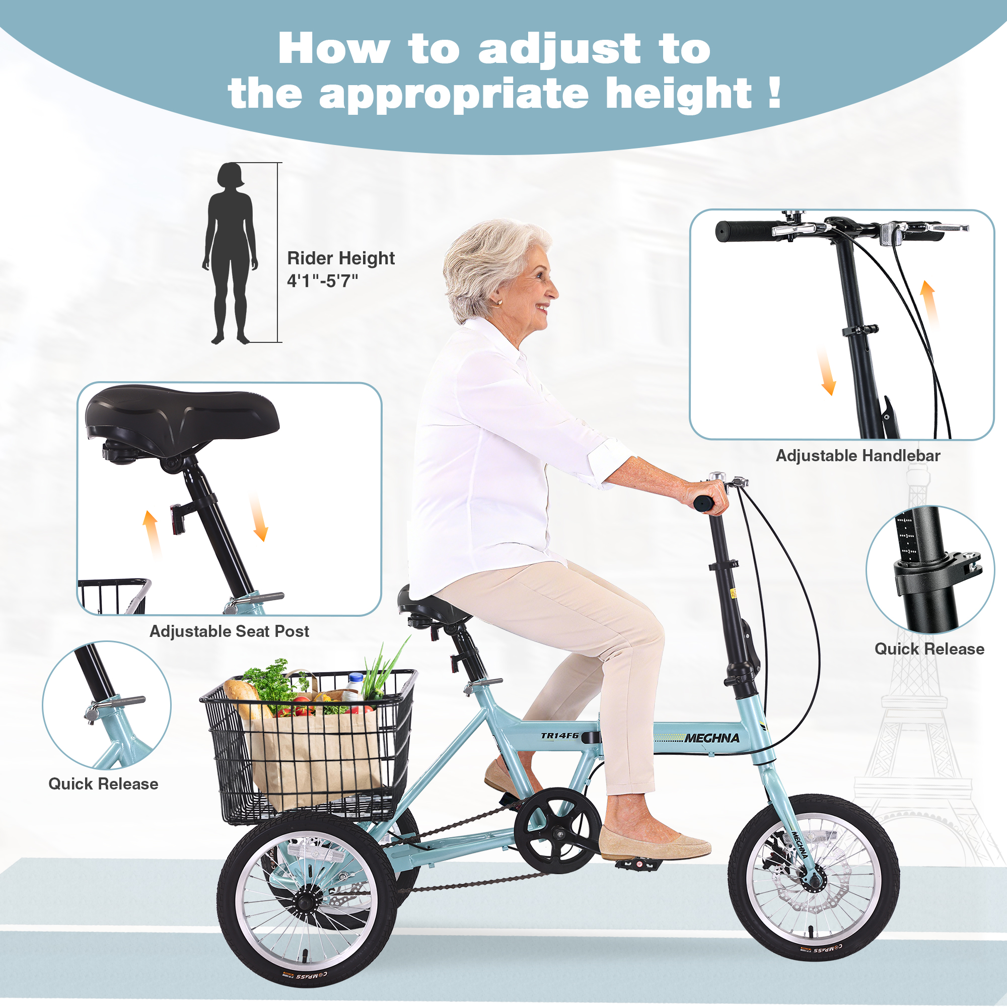 ZUKKA Folding Tricycle For Adults