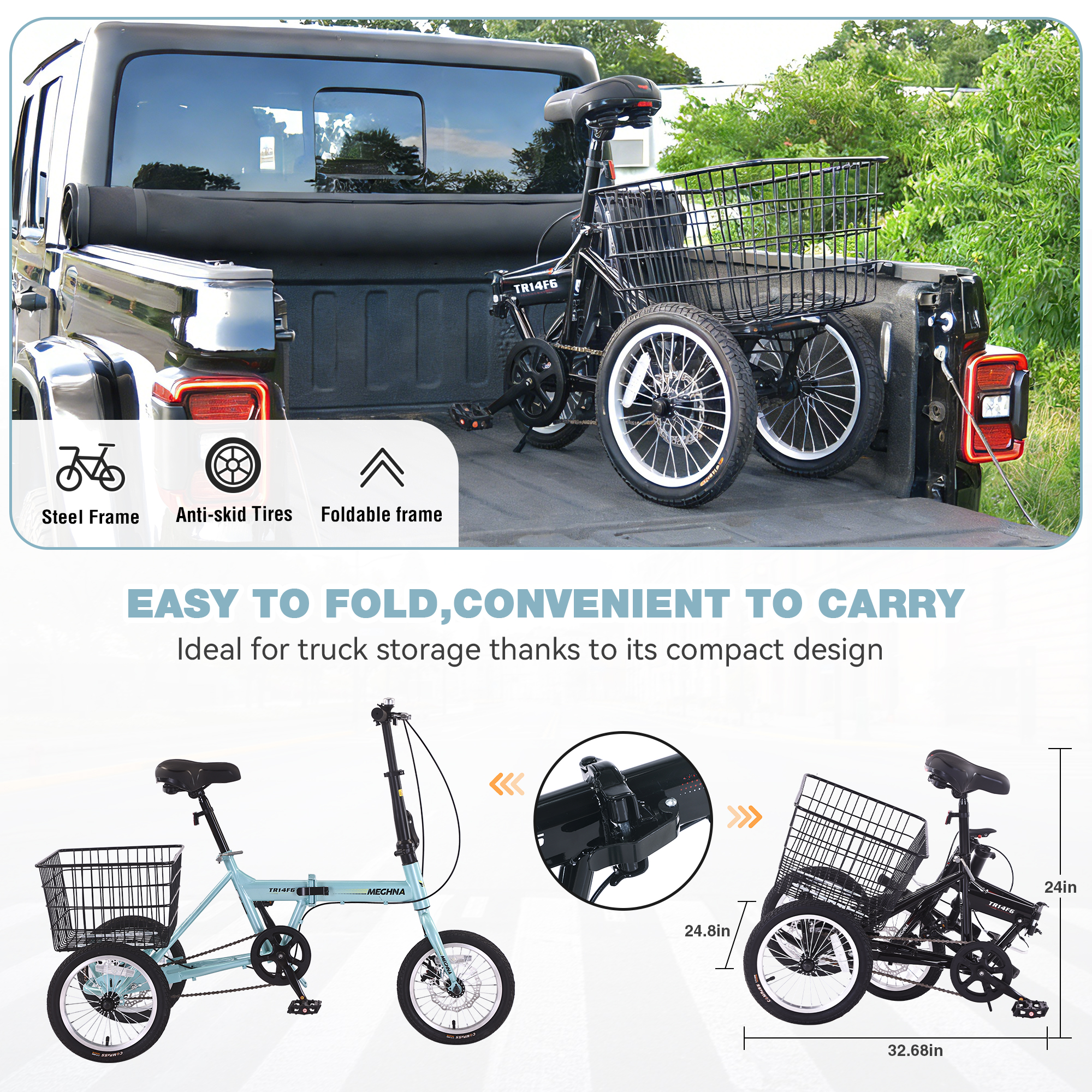 ZUKKA Folding Tricycle For Adults