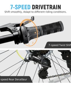 ZUKKA 24 Inch 7 Speed Mountain Bike For Boys Girls