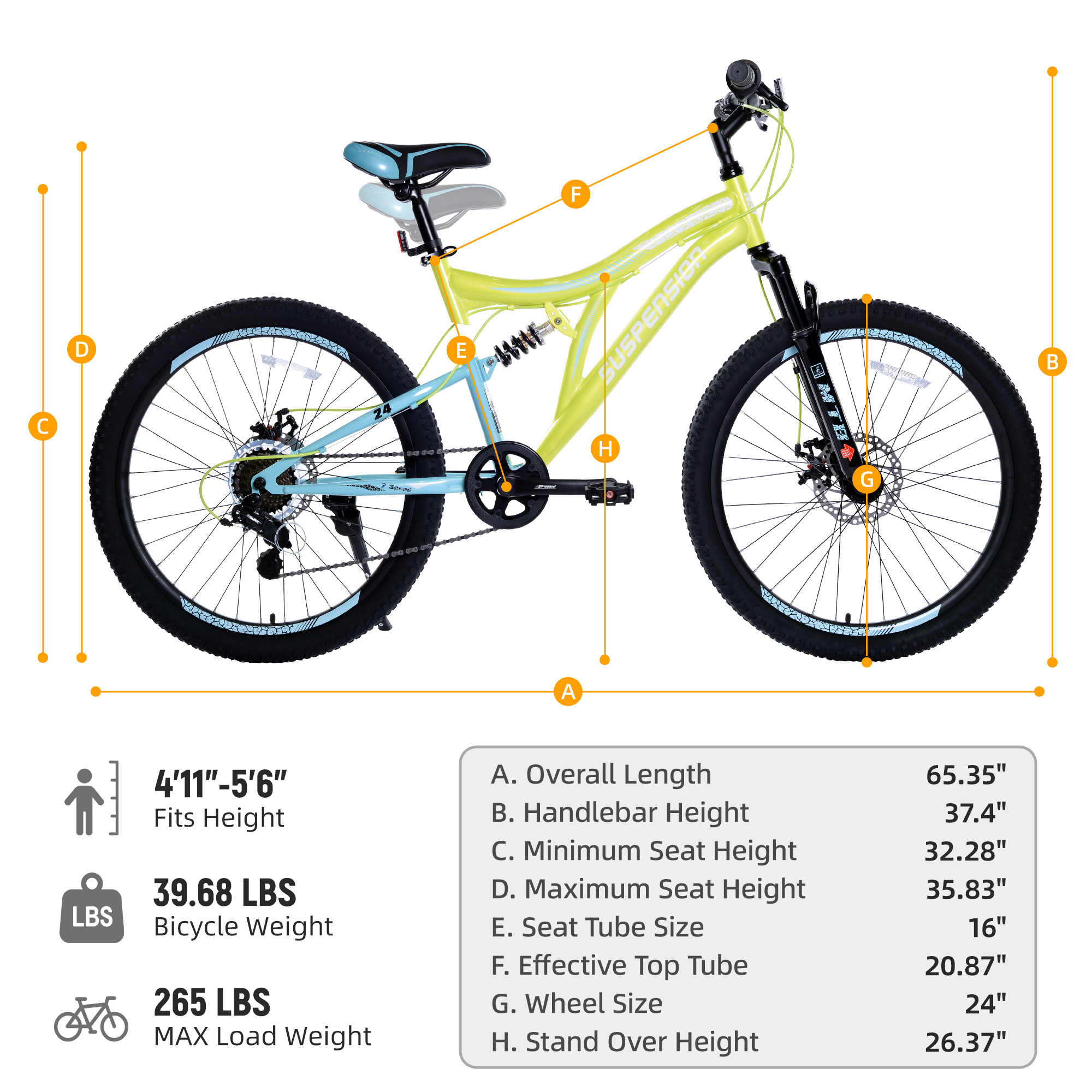 ZUKKA 24 Inch 7 Speed Mountain Bike For Boys Girls